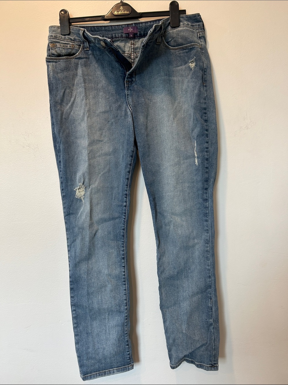 NYDJ Light Wash Denim Distressed Jeans